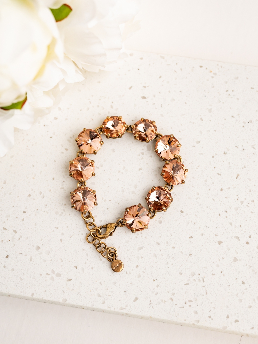Stella & Dot Peach Crystal Link Bracelet